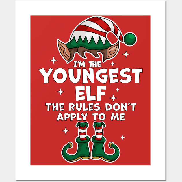 I'm The Youngest Elf Xmas Family Matching Funny Christmas Wall Art by OrangeMonkeyArt